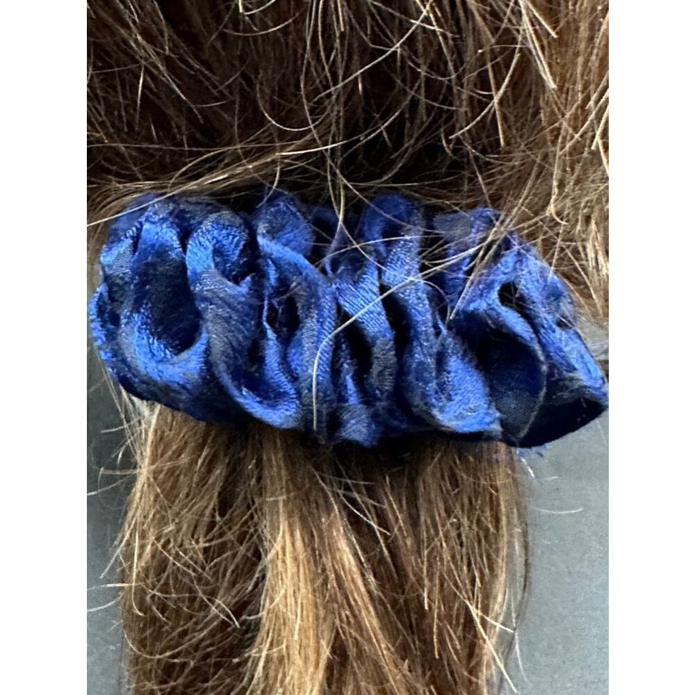 Vintage Blue Polyester Scrunchie Barrett Length 4.50 Inches